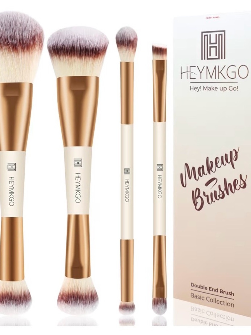 Double-Ended Makeup Brush Set in Cream & Rose Gold. Best brushes for your face.